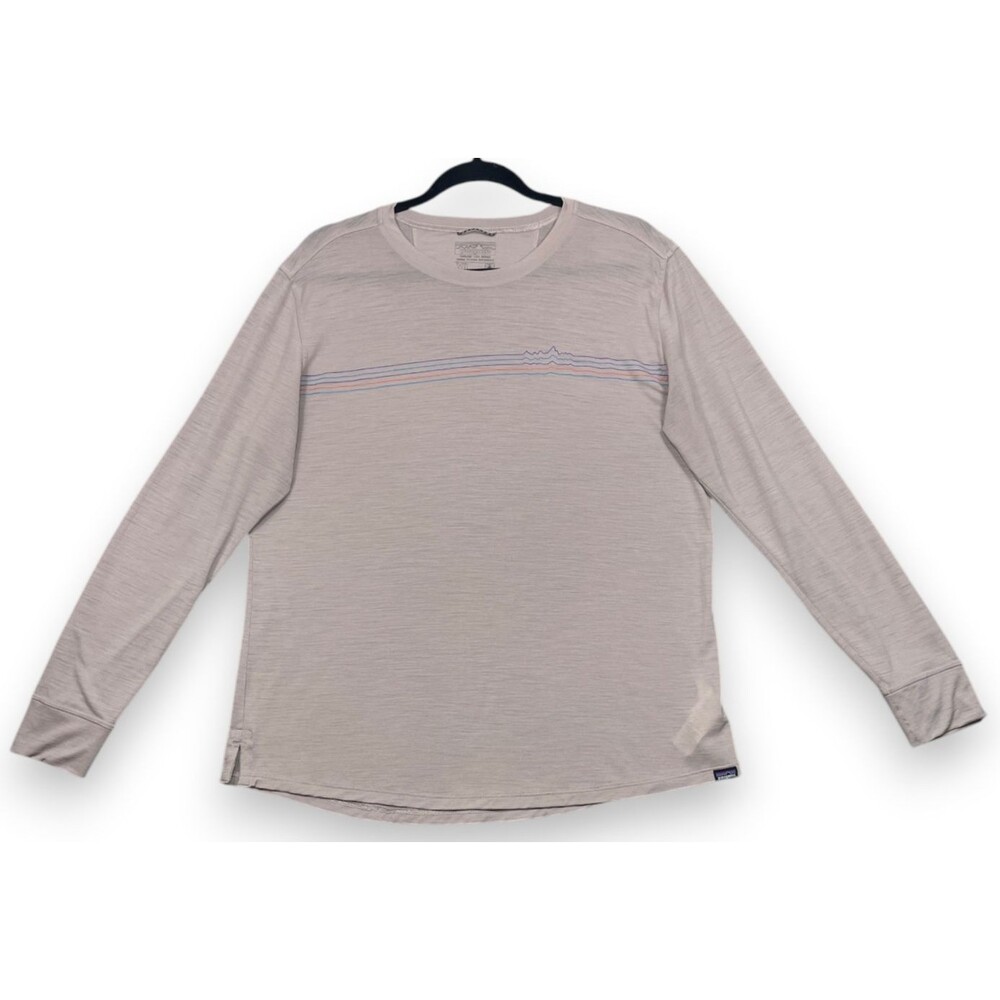 Patagonia Capilene Cool Merino Wool Long Sleeve Top Women XL Mauve Graphic Shirt